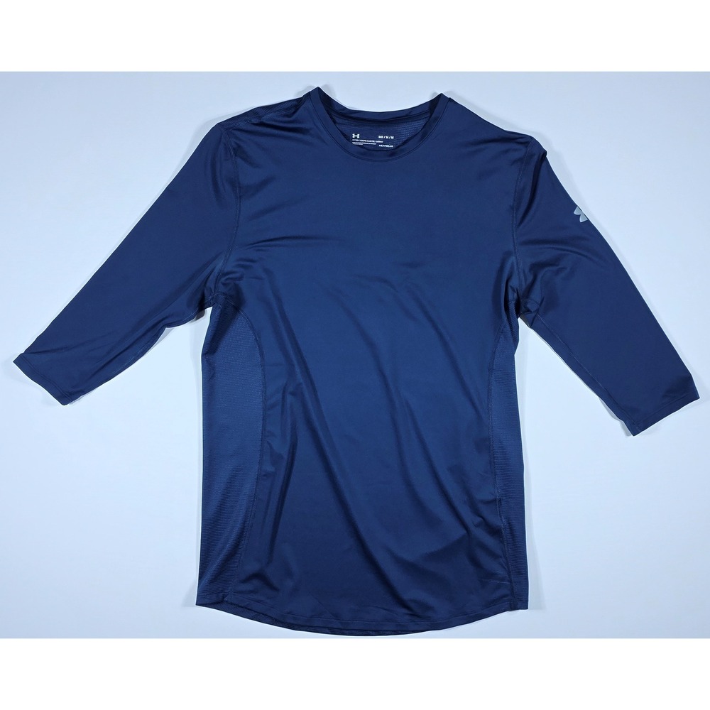 Under Armour HeatGear Mens Medium Navy Blue Fitted Long Sleeve Compression Shirt